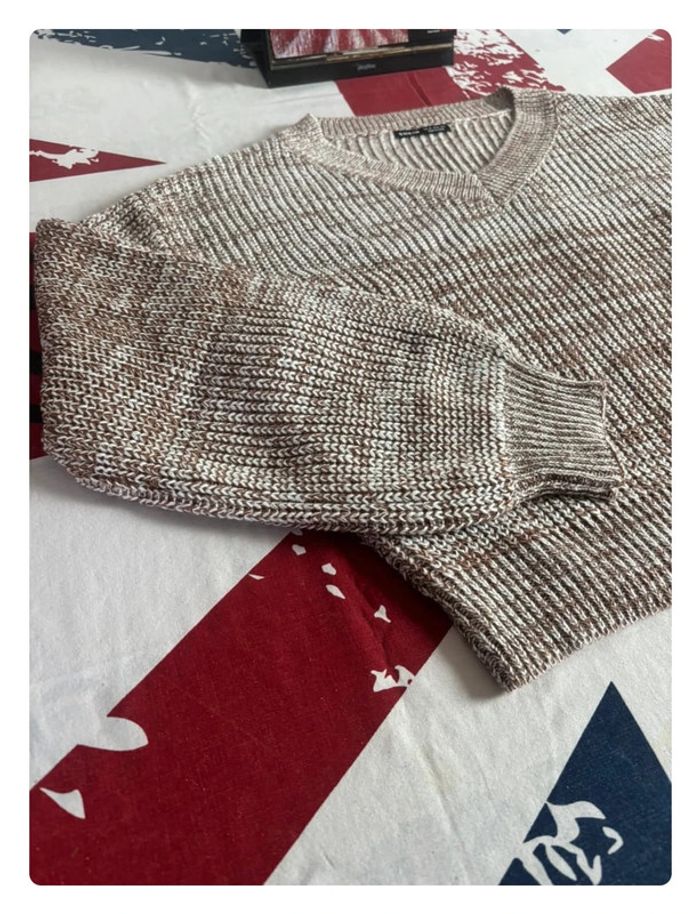 Pull Col V Shein taille xs marron blanc - photo numéro 4