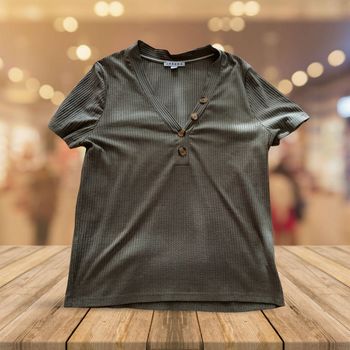 T-shirt CREEKS - Maille Côtelée Kaki