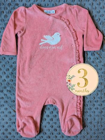 Grenouillère pyjama velours fille 3 mois Colombe velour