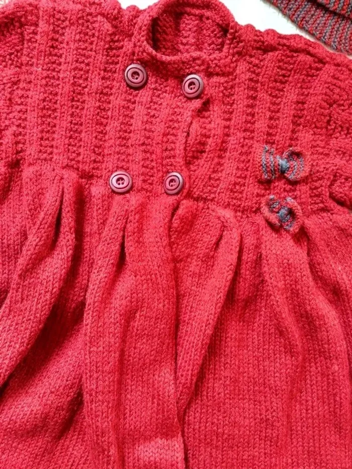 Manteau + bonnet et écharpe fait main 3 ans - photo numéro 3