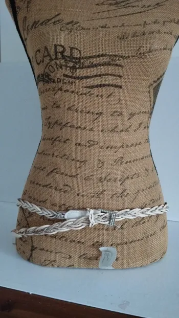 Ceinture fine beige chaînette 95 cm femme