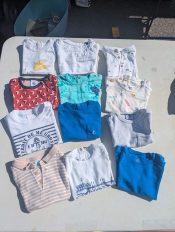 Lot 12 tee-shirts 12 mois