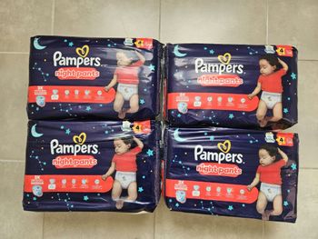 4 paquets de couches pampers pants night taille 4