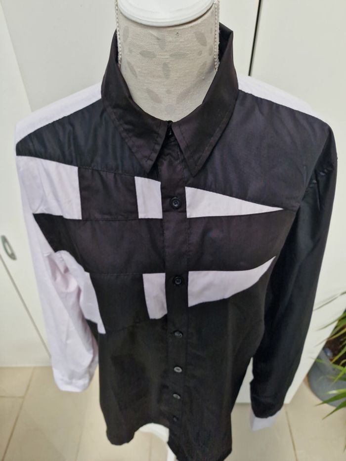 Chemise Bicolore Noire Et Blanche - photo numéro 2