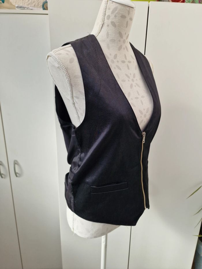 Gilets De Costume Noir Avec Zip - photo numéro 7