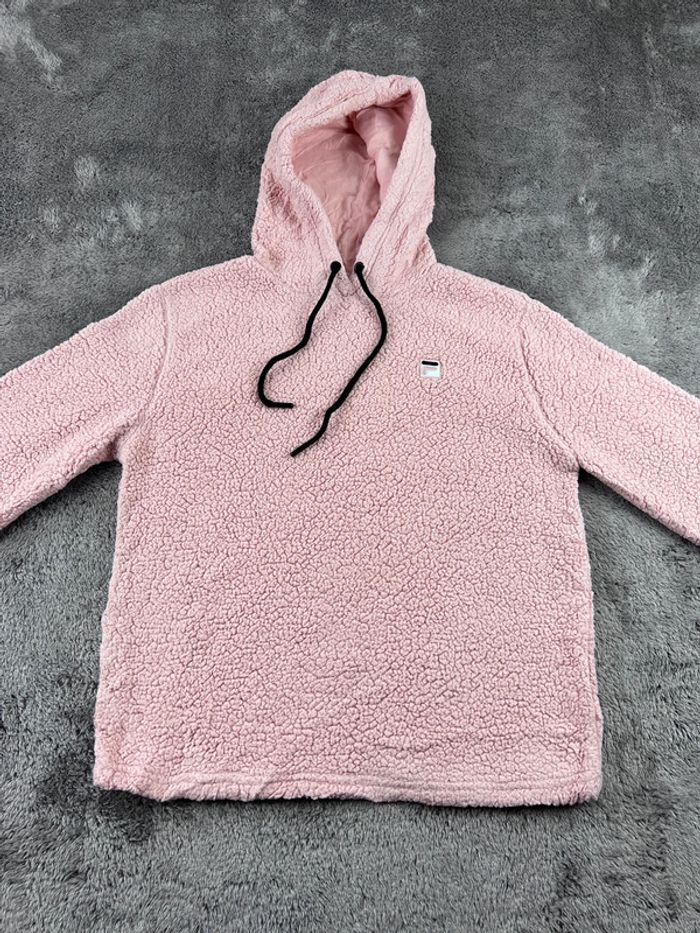 Pull polaire à capuche Fila avec logo brodé rose orangé taille S – Femme streetwear - photo numéro 6