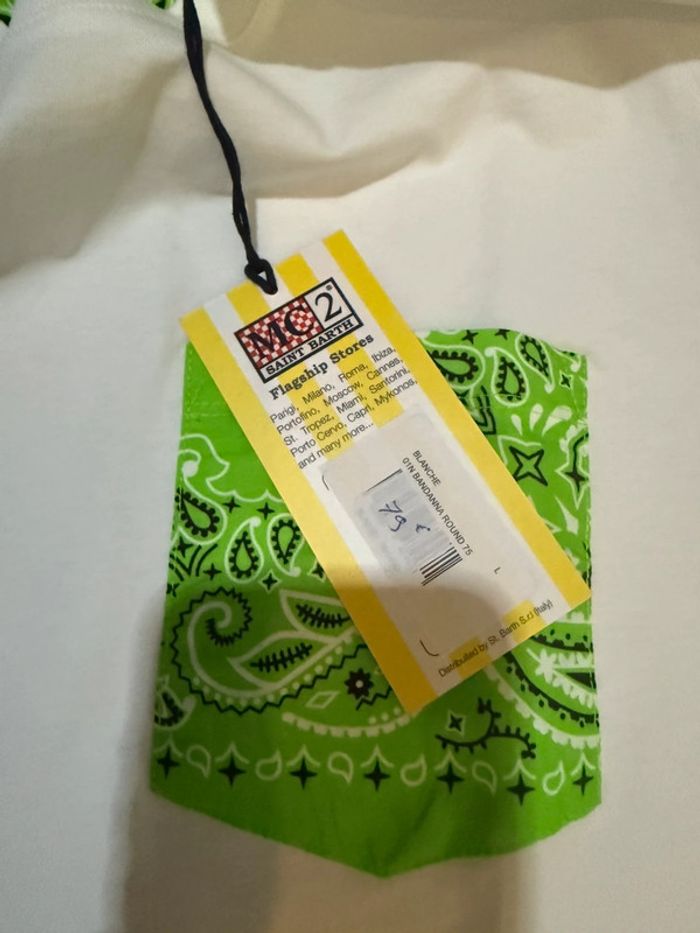 MC2 Saint Barth - Tee shirt "Bandanna Round 75 " Blanc vert, taille L - photo numéro 5