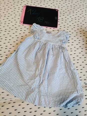 Petite robe rayée coton Acanthe neuve 12 mois