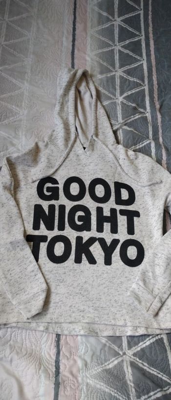 Sweat à capuche thème Tokyo écru femme S mim