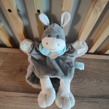 âne marionnette baby nat gris et bleu