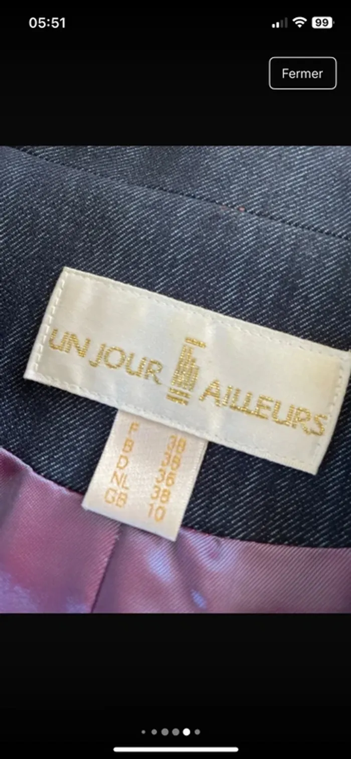 💎Petite pépite, magnifique blazer en 38 de la prestigieuse marque Un jour Ailleurs excellent état - photo numéro 12