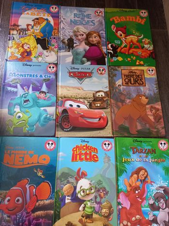 Lot 9 livres disney club du livre reine neige cars bambi 