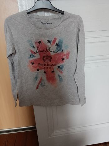 Tee-shirt pepe jeans gris chiné et multicolore