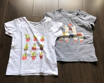 Lot 2 t-shirts Lupilu manches courtes gris et blanc 74/80 cm