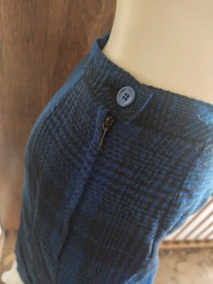 Jupe skirt automne hiver winter écossaise tartan blue black prince de Galles - photo numéro 4