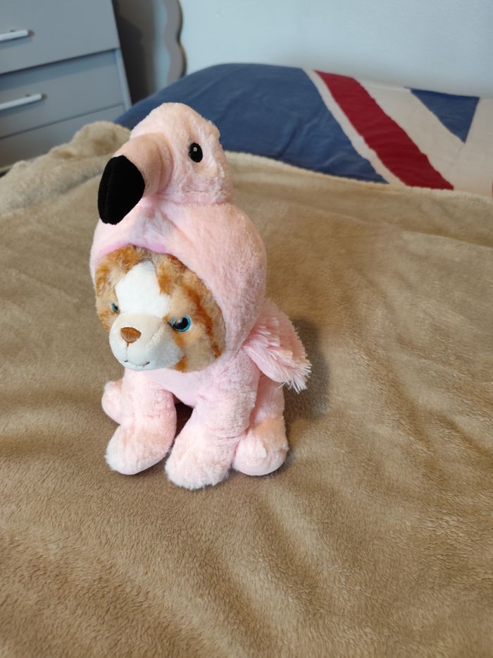 Peluche chat/flamand-rose - photo numéro 2