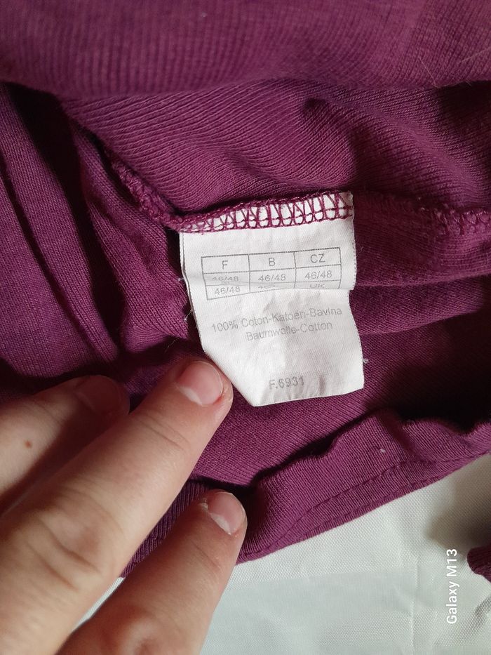Tee shirt à manches longues femme violet avec un motif floral BlanchePorte taille 46/48 en coton - photo numéro 3