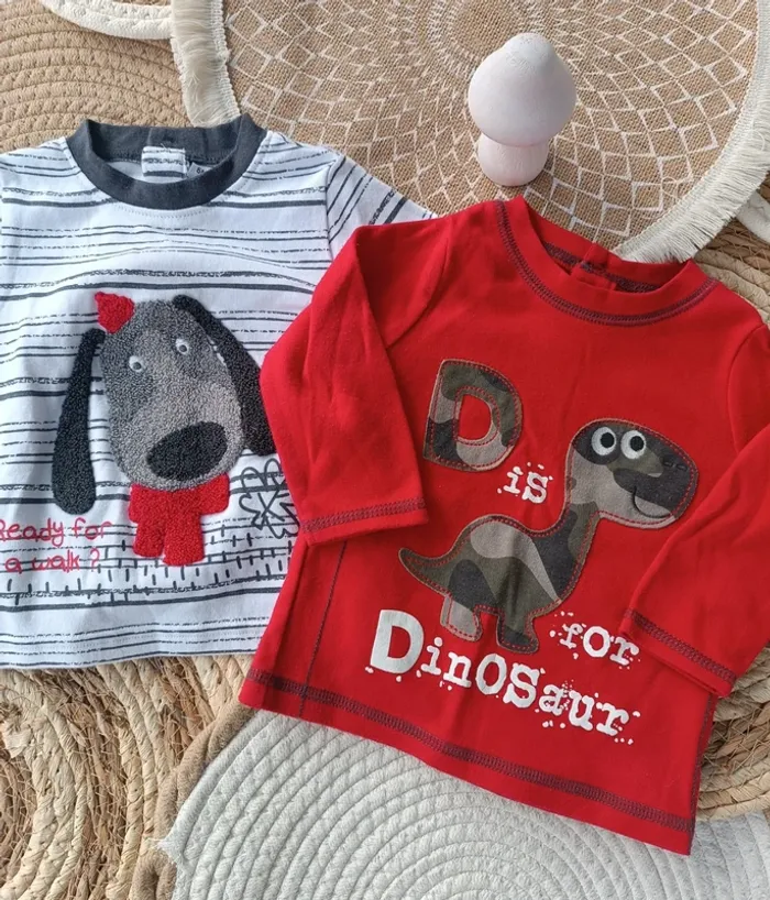 Lot Tee shirt manches longues bébé garçon taille 6 mois