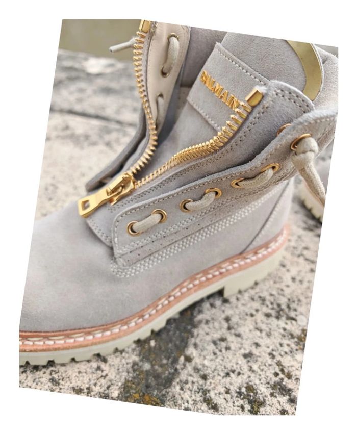 Bottines Balmain Paris - Daim Beige & Or - Taille 36 - Style Iconique - photo numéro 6
