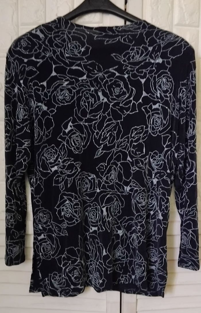 Tunique bleu nuit et brillant - roses - T : 2 - Frimousse - photo numéro 3