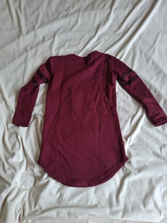robe hiver bordeaux taille 8 ans, marque Lulu Castagnette, avec motif sur le devant - photo numéro 5