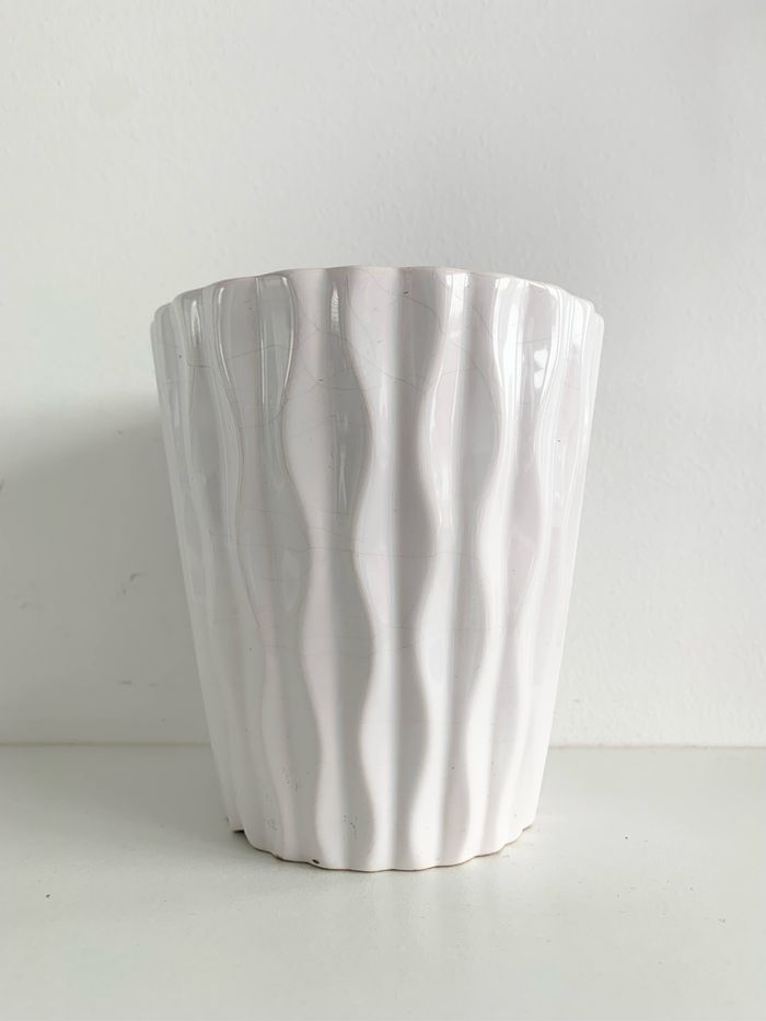 Cache-pot plante / fleurs en céramique blanc - photo numéro 4