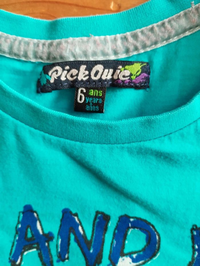 Tee-shirt garçon 6 ans turquoise – été, coton, très bon état - photo numéro 4