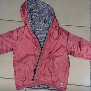 Veste réversible rose et rayé