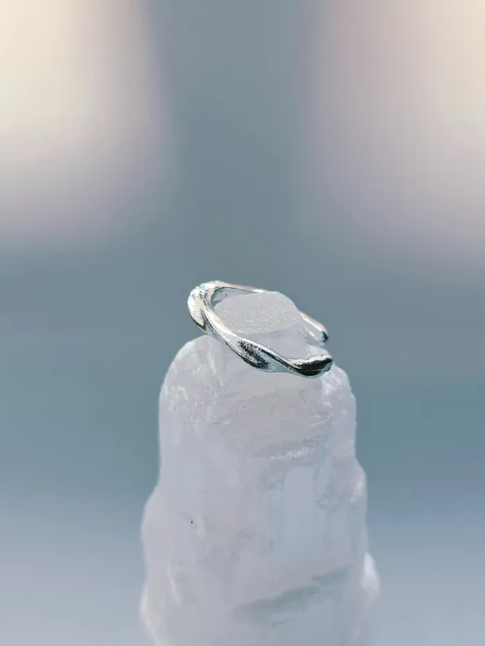 Bague acier inoxydable torsadée minimaliste ajustable - photo numéro 2