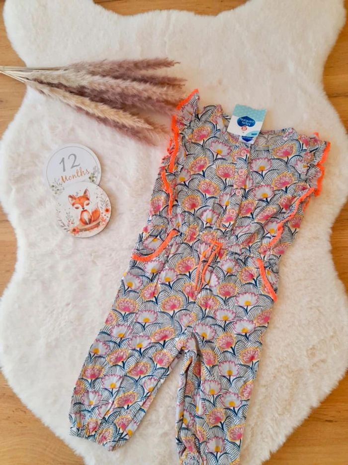 Combi pantalon été fleurie 12 mois Mots d’enfants neuve