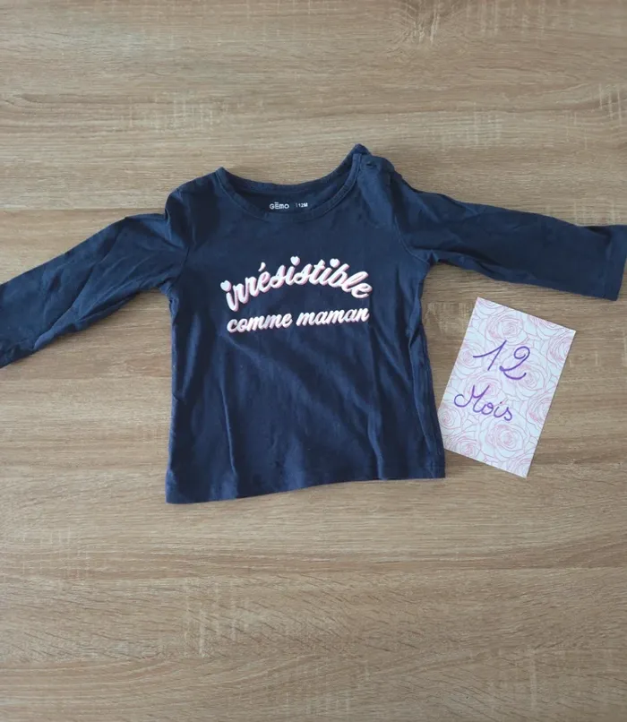 Tshirt manches longues bleu marine 12 mois