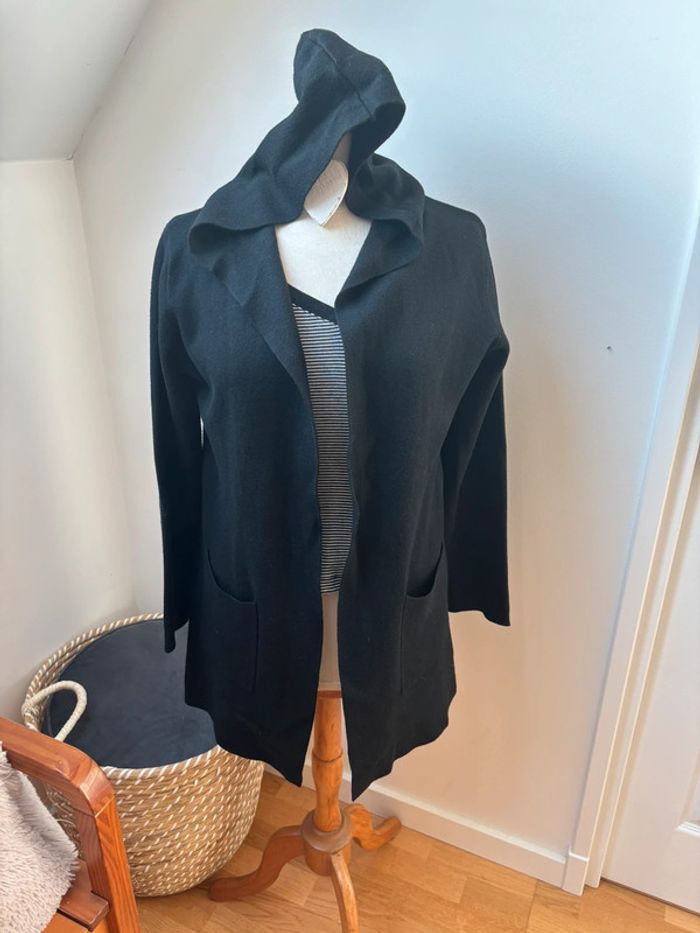 Long gilet noir à capuche - T40/42 - photo numéro 5