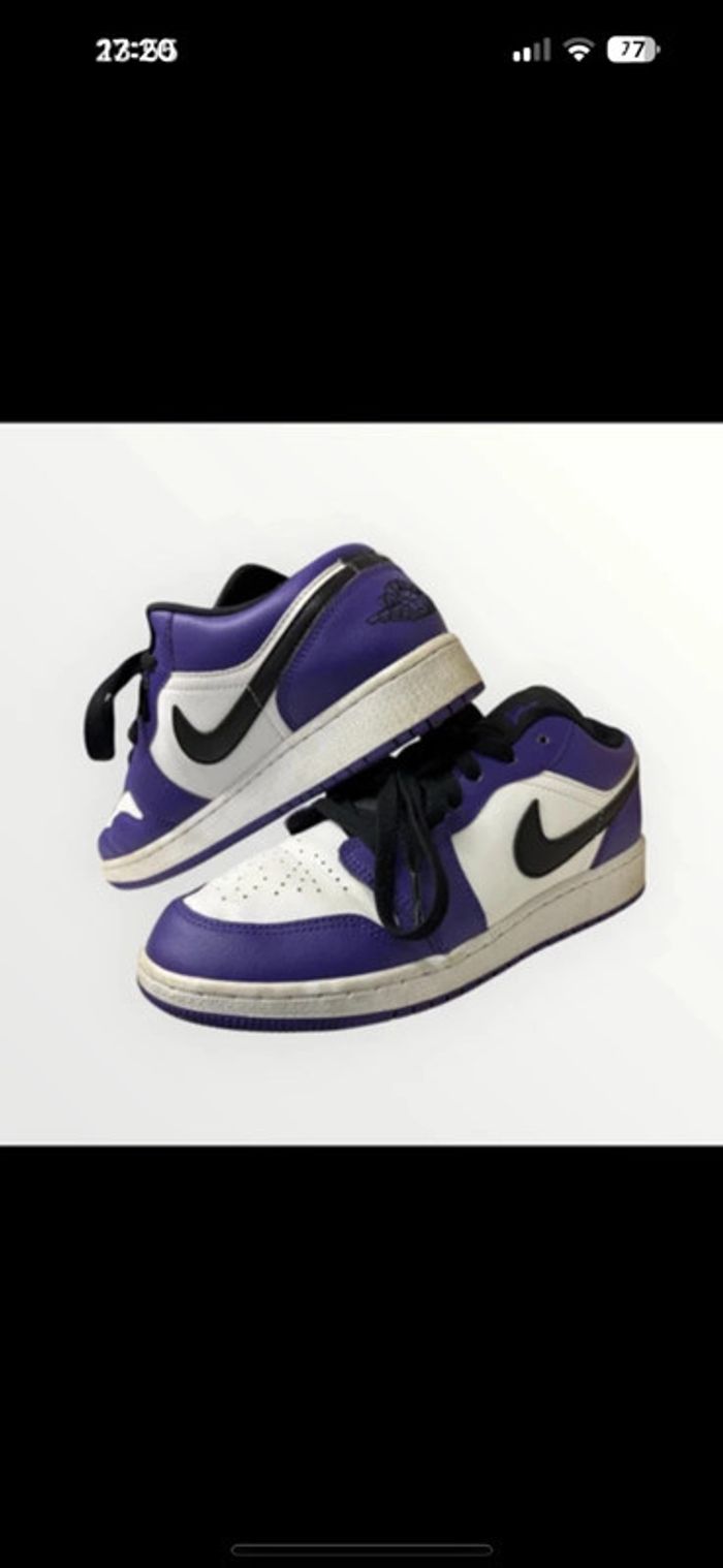 🟣 Air Jordan 1 Low Court Purple - Taille 40 (7Y) - Excellent état - photo numéro 6