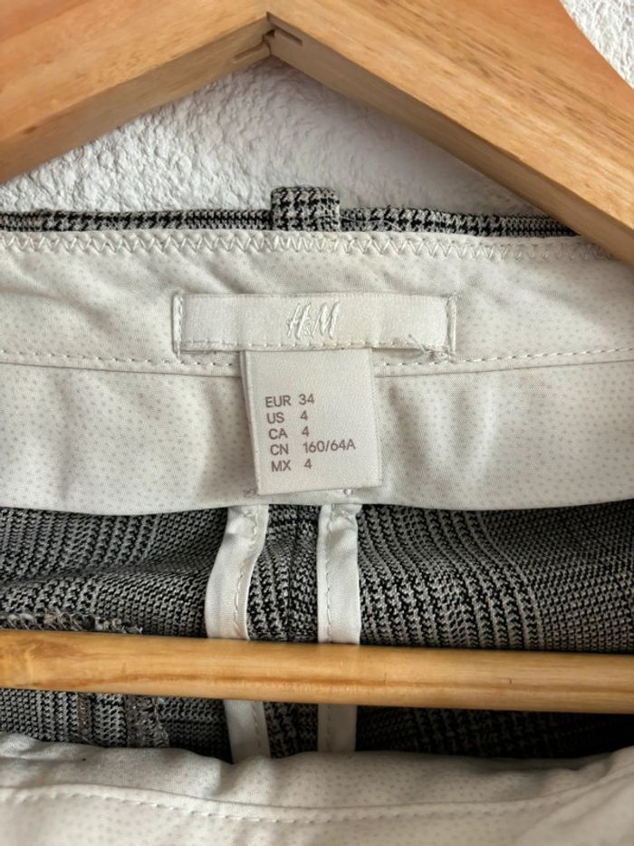 Pantalon habillé à carreaux gris H&M Taille 34 - photo numéro 6