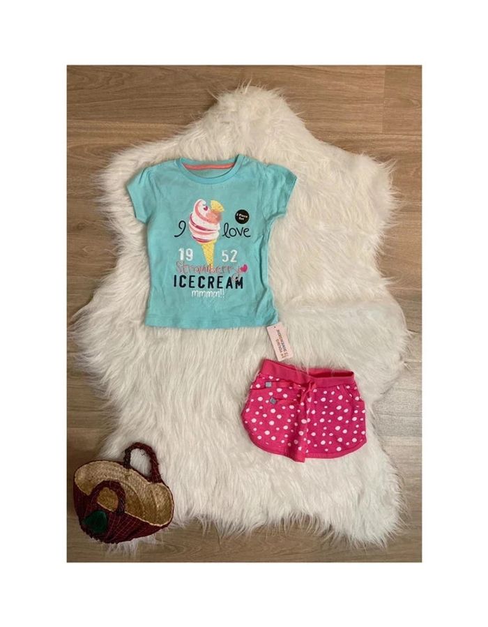 Ensemble teeshirt short Été Fille Primark – tout neuf avec étiquette 18/24 mois (2 ans)