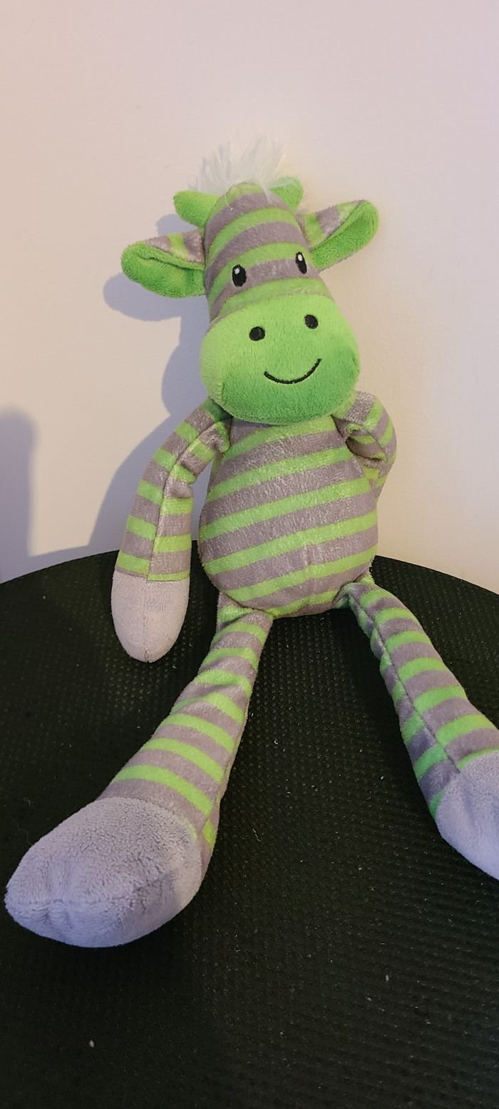 DOUDOU PELUCHE max & sax ANE CHEVAL VERT GRIS RAYE - photo numéro 2