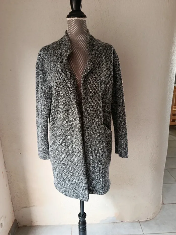 Manteau long gris 100% polyester Femme Taille M Minsk