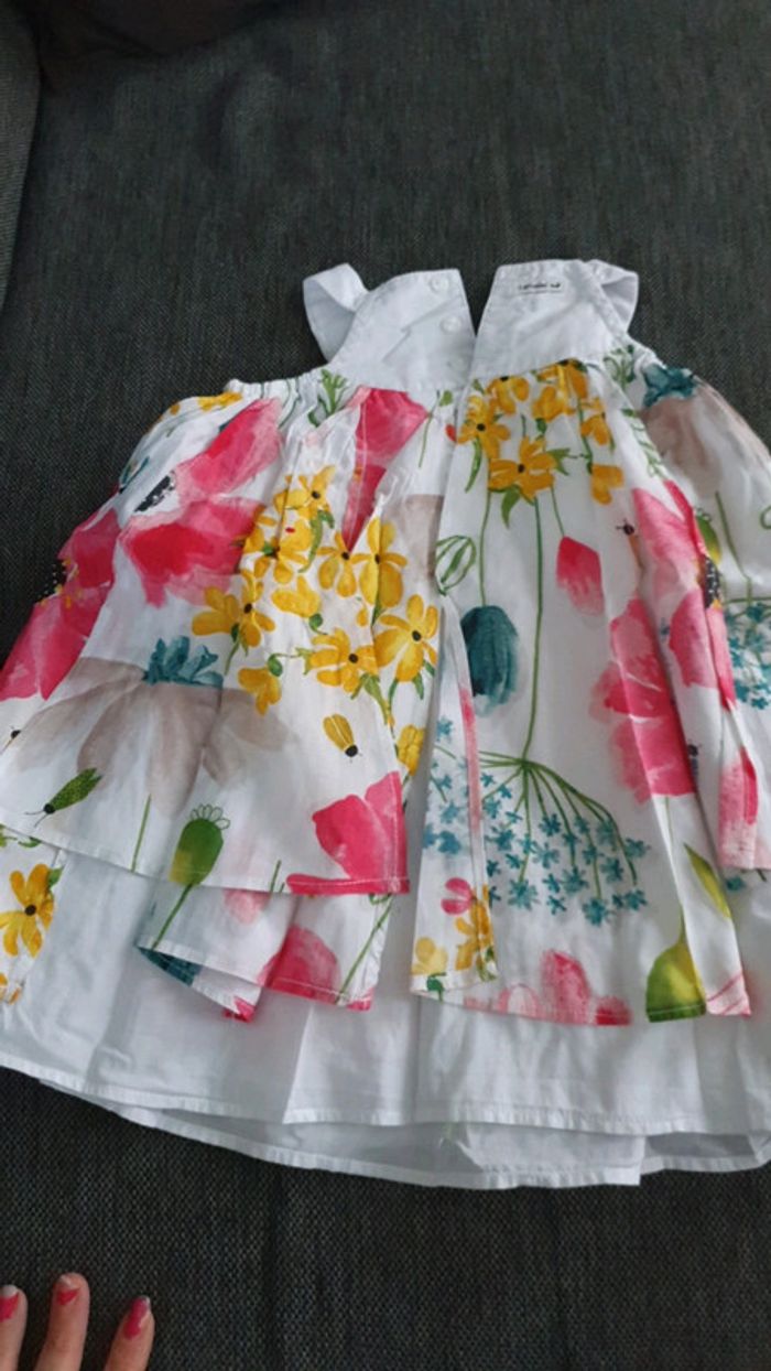 Robe bretelle blanche volant fleuris 18 mois catimini - photo numéro 3