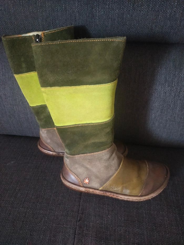 Bottes filles T 31 Arte cuir /daim vert - photo numéro 3