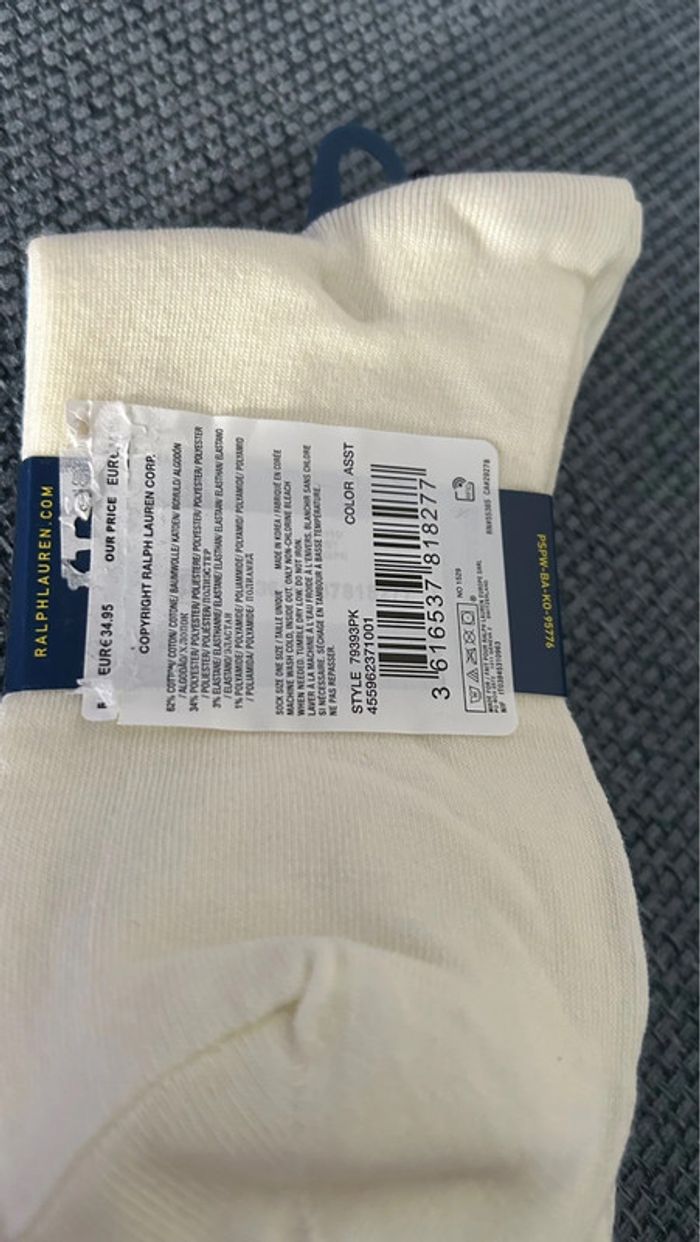 Pack de 3 paires de chaussettes Polo Ralph Lauren neuves taille unique - photo numéro 8