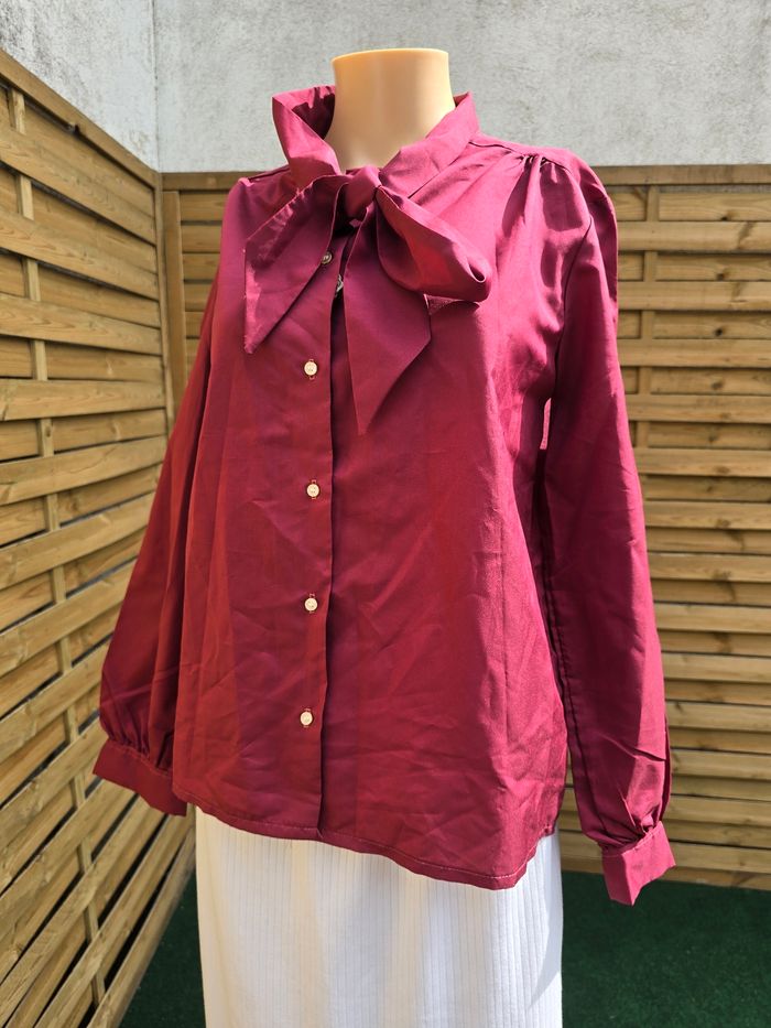 Chemisier col lavallière 🍒fabriqué en France Vintage🍒taille convient à un 42 - photo numéro 4