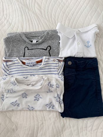👕 Lot pulls - pantalon, polo - bébé garçon 12 mois - multimarques - bon état 