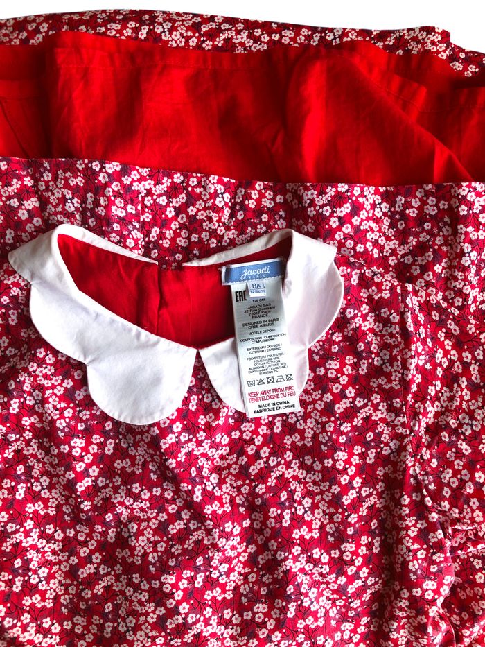 JACADI - NEW - ROBE FILLE IMPRIMÉ LIBERTY, COL PÉTALES & PLIS SUR LE BAS 8A - photo numéro 7