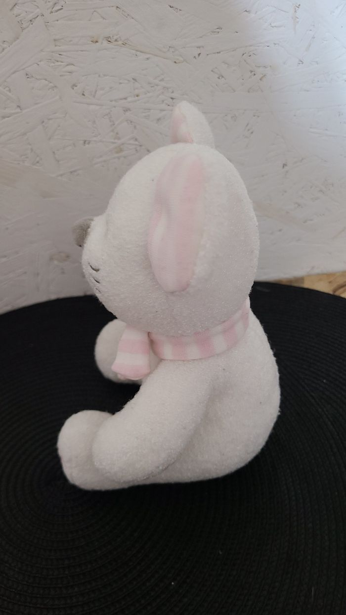 DOUDOU PELUCHE SOURIS JEMINI LUMINOU BLANC COEUR ROSE 22cm assis - photo numéro 2