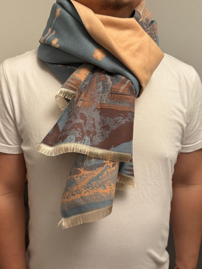 Écharpe dessin nature bleu - photo numéro 4