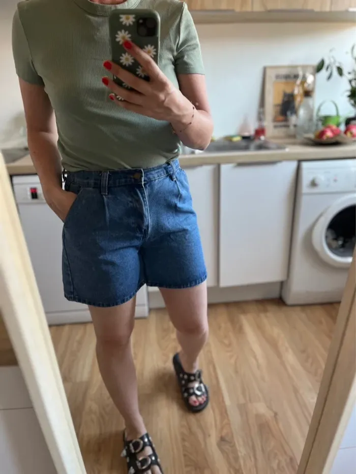 Short en jeans taille haute