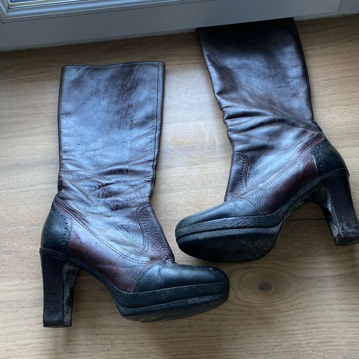 Bottes cuir noir et marron - photo numéro 3