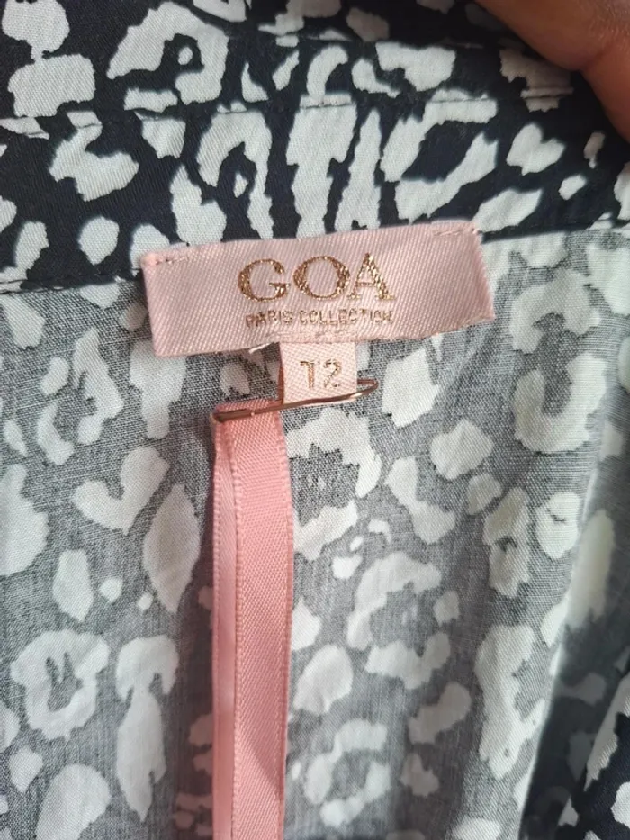 Robe porte-feuille imprimée noir et blanc - chic et fluide, Goa, neuve, taille 2 ( taille S) - photo numéro 6