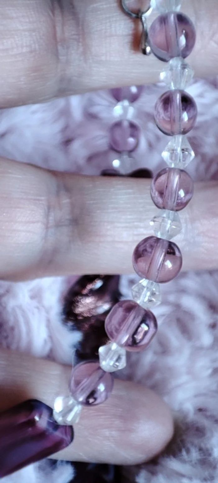 Collier perles en verre violet - photo numéro 4