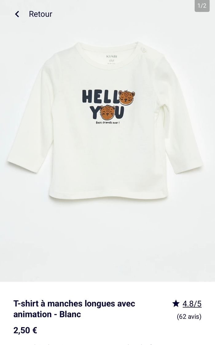 Tee shirt Kiabi 3 mois collection actuelle - photo numéro 3
